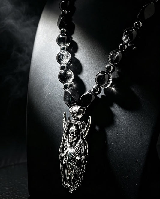 Grim Reaper Onyx Bead Necklace